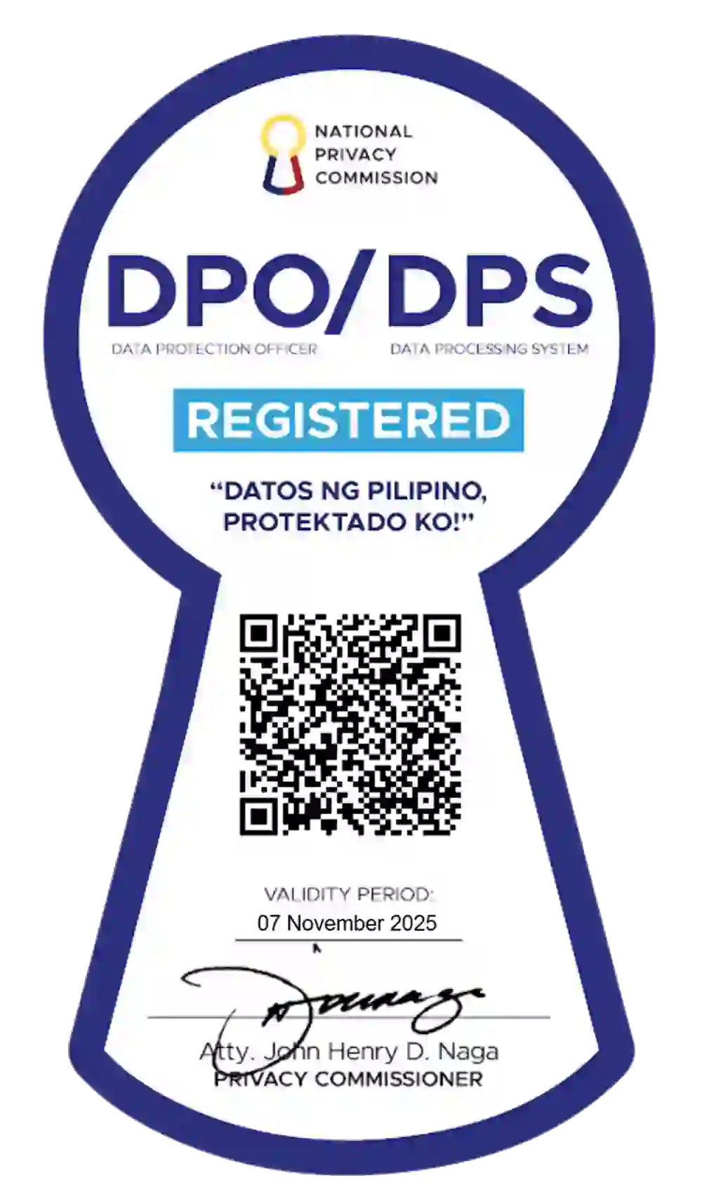 National Privacy Comission Certificate of Recognition Seal